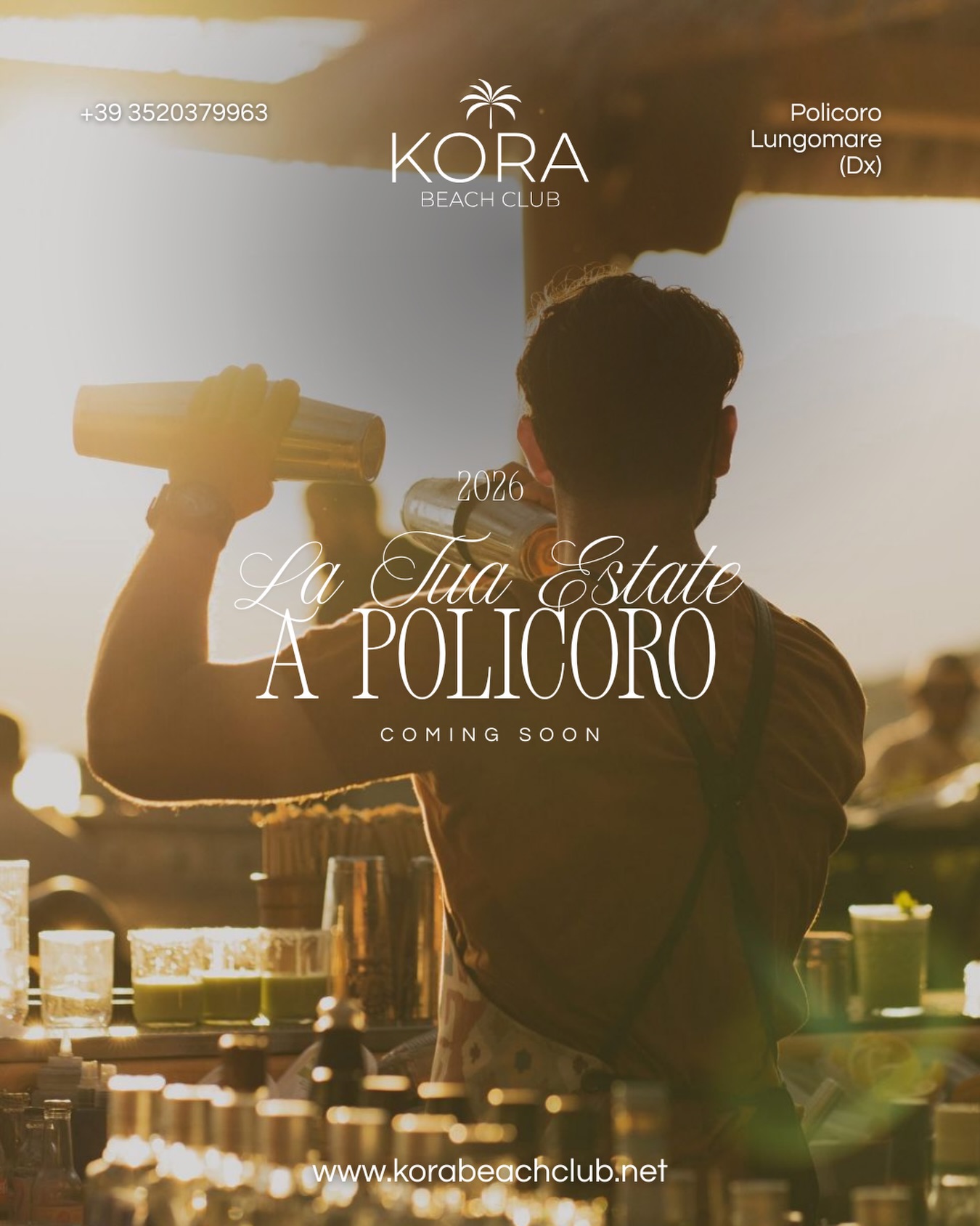 🌊✨ Sul Lungomare Destro di Policoro sta per nascere qualcosa di davvero speciale…

Benvenuto Kora Beach Club 🏝️🍹 
Un nuovo modo di vivere il mare: eleganza, relax e divertimento in un’unica esperienza. Dal sole del mattino alle vibes del tramonto, fino alle notti che sanno di estate.

Design cura